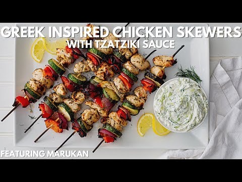 Greek Inspired Chicken Skewers with Tzatziki Sauce featuring Marukan