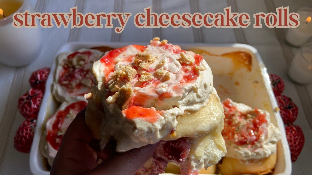 Strawberry Cheesecake Rolls With Cream ♡ Bake With Me