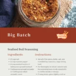 Seafood Boil Seasoning recipe in a jar with warm spices and herbs