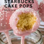 Starbucks cake pop recipe with pink candy shell and white sprinkles