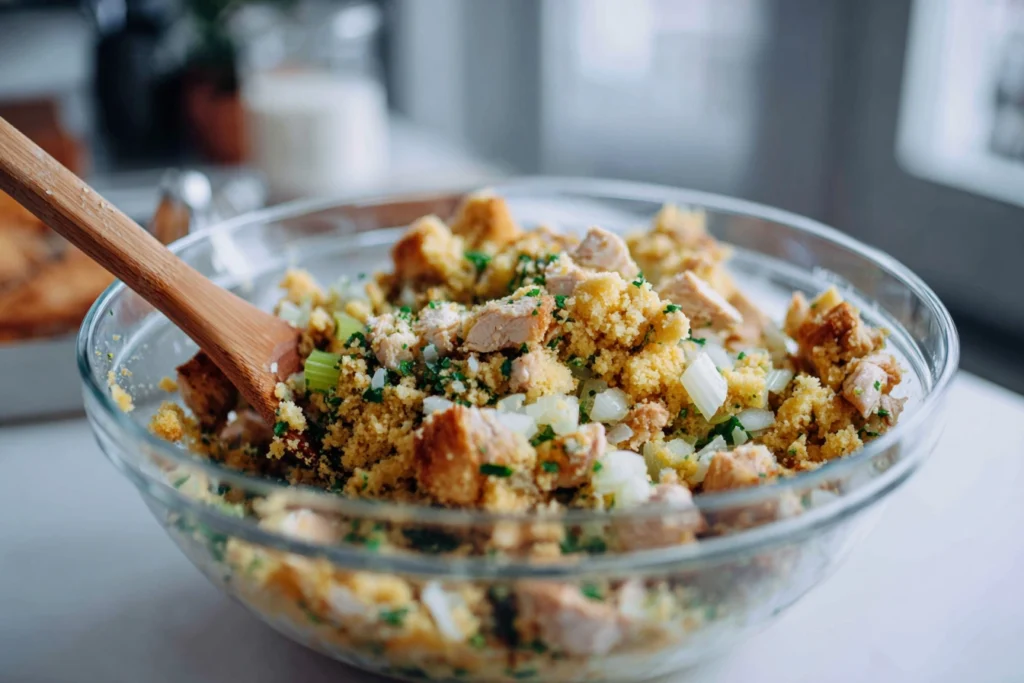 Easy Chicken and Dressing Recipe – 5 Simple Steps 2 chicken and dressing recipe Mixing the Dressing