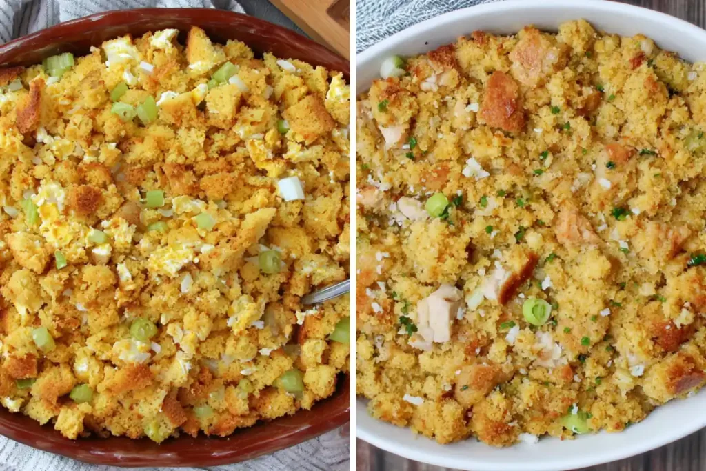 Chicken and Dressing Recipe That Feels Like a Southern Family Table 8 Chicken and dressing recipe mixture with crumbled cornbread chicken celery and onion