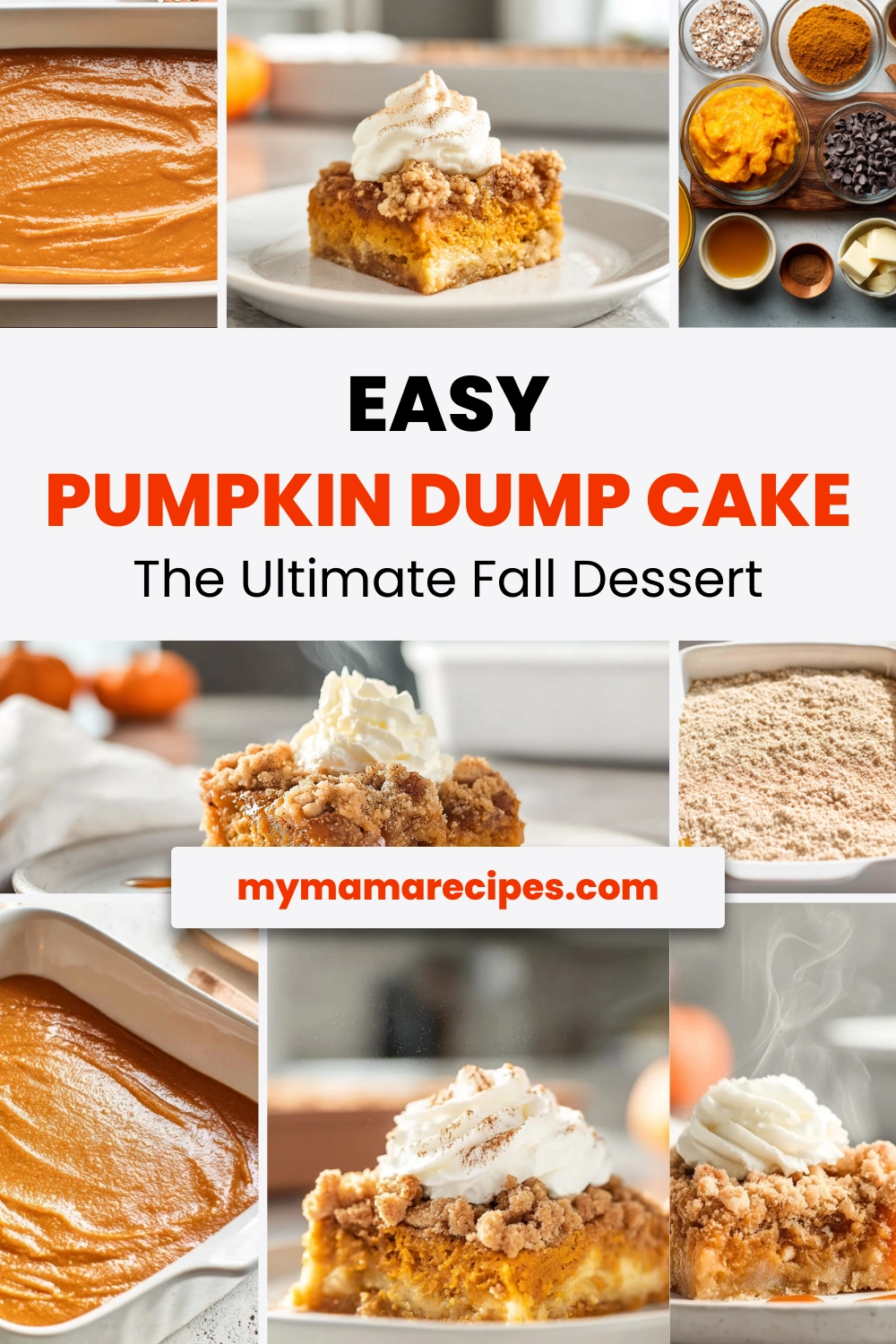 pumpkin dump cake recipe made with spice cake mix for an easy fall dessert