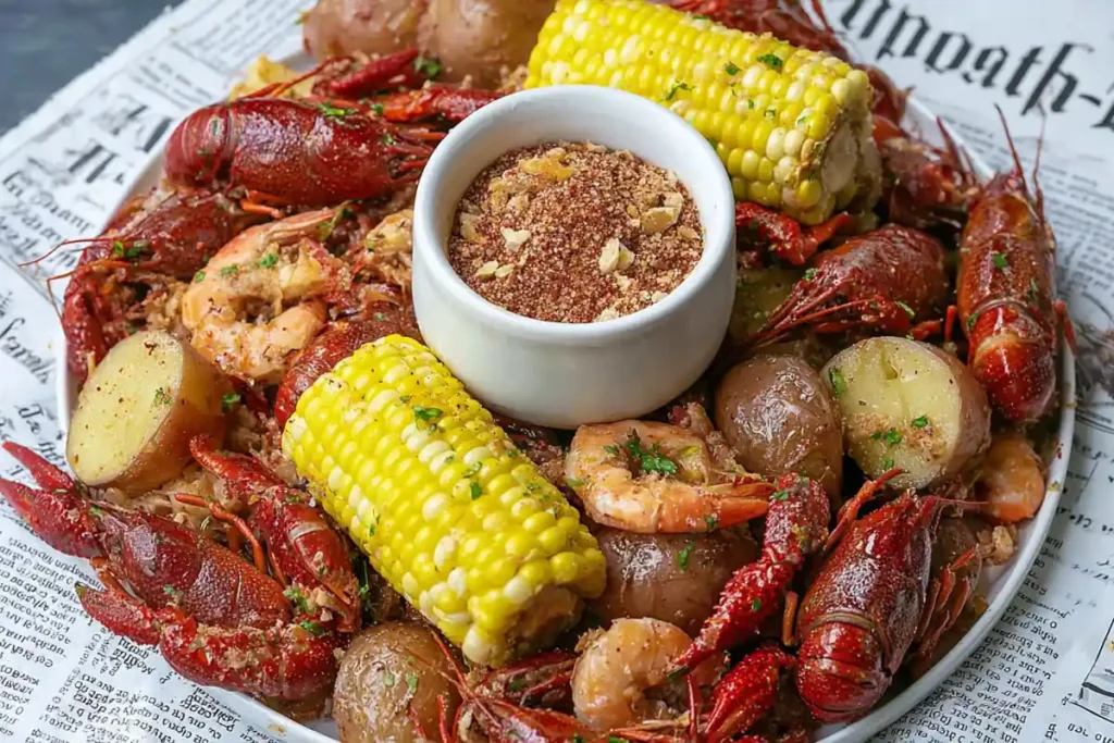 Seafood Boil Seasoning for a Big, Flavorful Homemade Boil 15 Seafood Boil Seasoning served with corn potatoes sausage and seafood