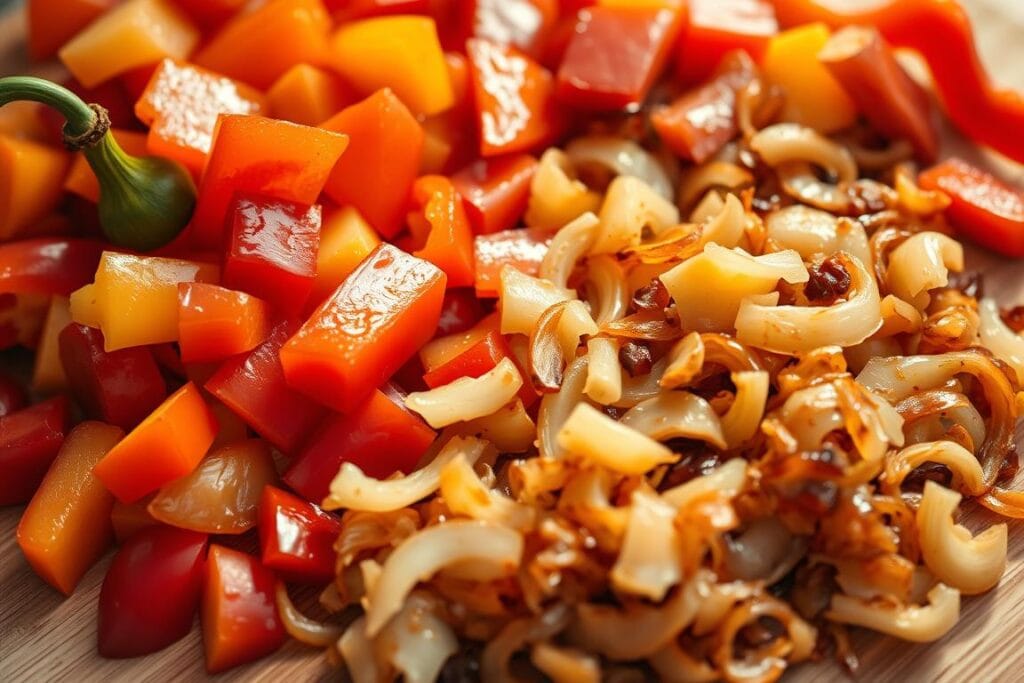 Bell Peppers and Caramelized Onions Preparation Bell Peppers and Caramelized Onions Preparation