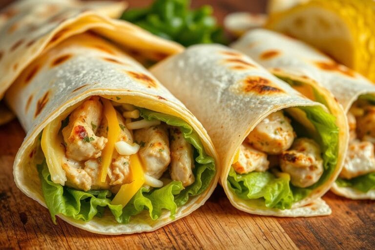 Cheesy Garlic Chicken Wraps
