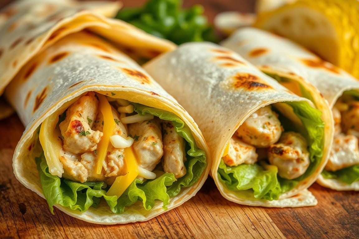 Cheesy Garlic Chicken Wraps