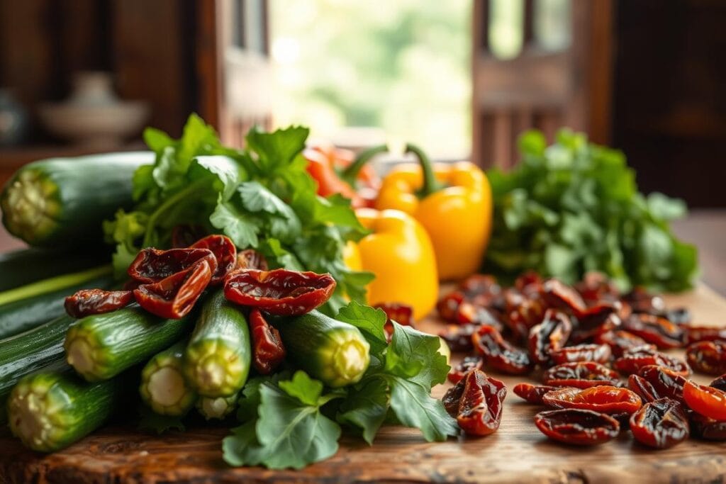 Fresh veggies and sun-dried tomatoes