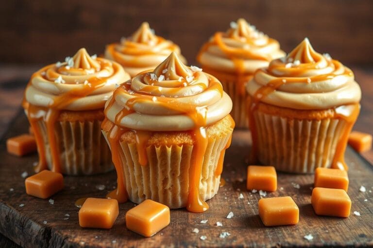 Gooey Salted Caramel Cupcakes