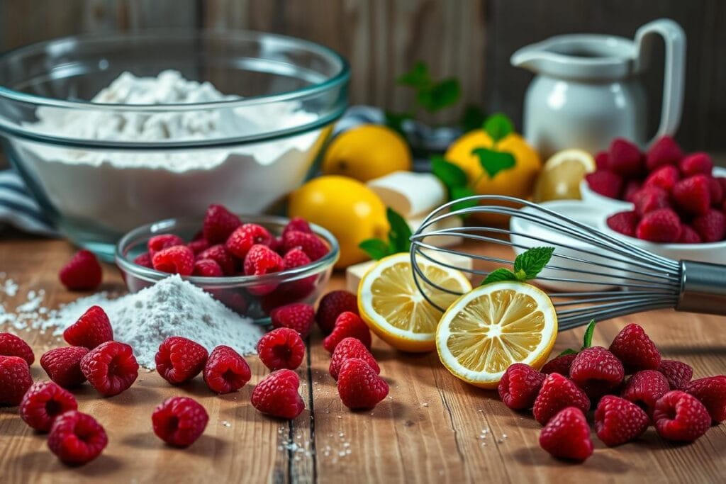 Ingredients for raspberry lemon delight cupcakes Ingredients for raspberry lemon delight cupcakes