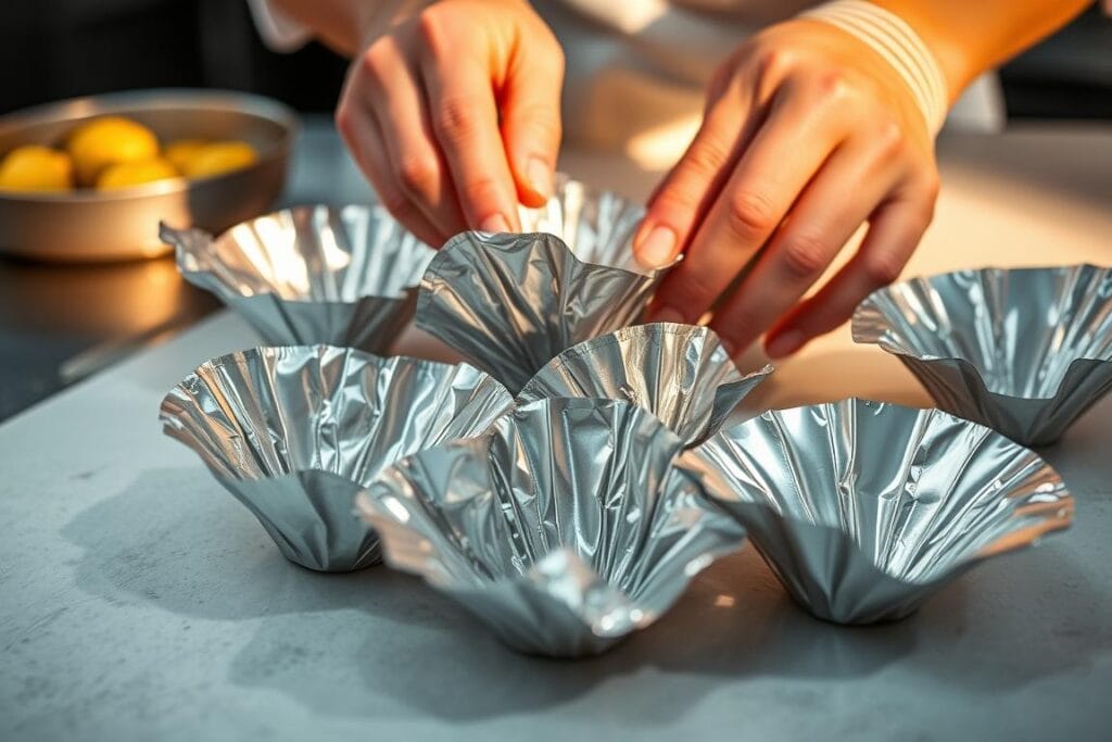 Shaping cannoncini cones with aluminum foil molds Shaping cannoncini cones with aluminum foil molds