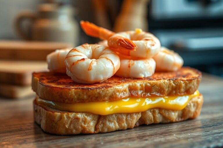 Shrimp and Garlic Bread Grilled Cheese