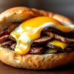 Steak, Egg, and Cheese Bagel Sandwich
