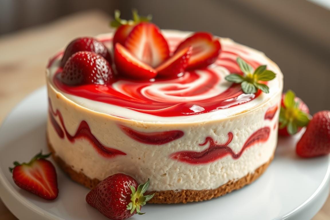 Strawberry Swirl Cheesecake