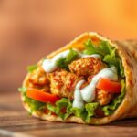 Crispy Chicken Ranch Snack Wrap hero shot with crispy chicken and ranch dressing