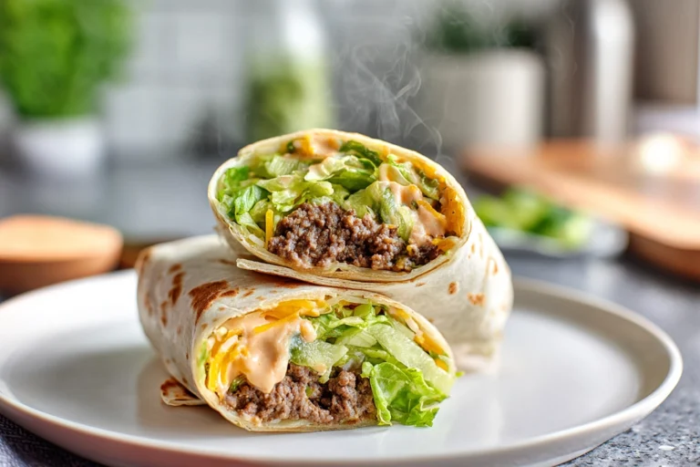 homemade big mac wrap finished dish hero shot with special sauce