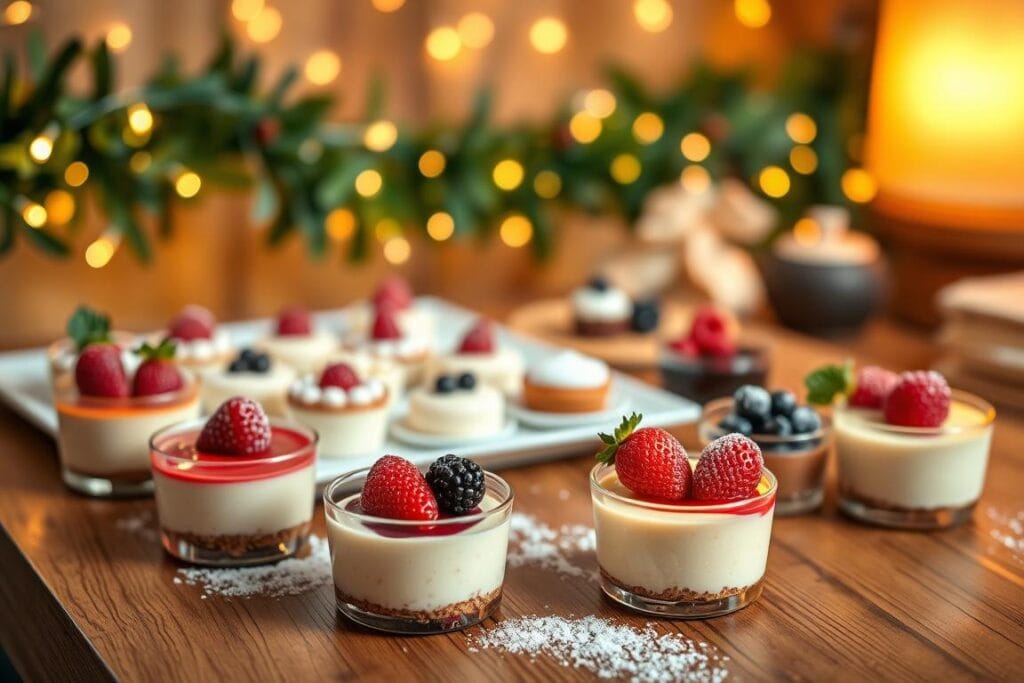 individual desserts arranged on a festive table individual desserts arranged on a festive table