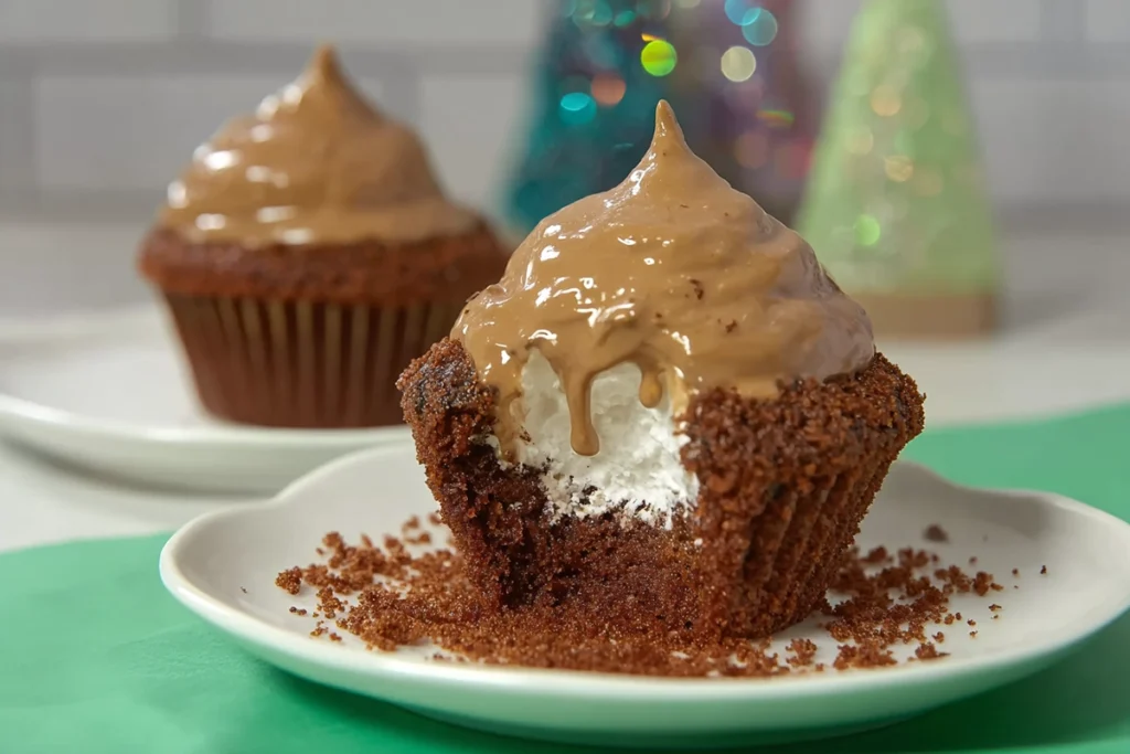 Marshmallow fluff cupcakes served with visible creamy filling
