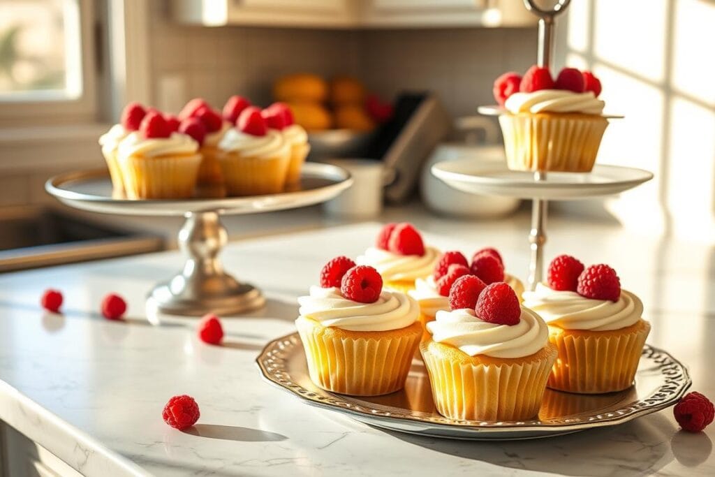 serving raspberry lemon delight cupcakes serving raspberry lemon delight cupcakes