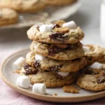 freshly baked s’mores cookies with melted chocolate and marshmallows