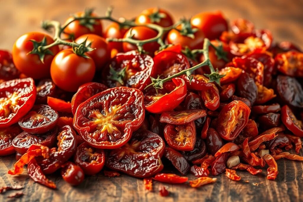 sun-dried tomatoes in various forms