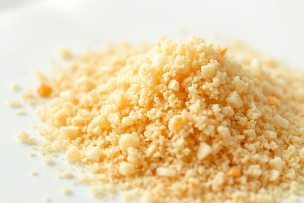 A close-up shot of a pile of light and airy panko breadcrumbs, meticulously arranged on a clean, white surface. The crumbs appear delicate and crisp, reflecting a soft, diffused lighting that enhances their subtle golden hue. The foreground is in sharp focus, while the background gently blurs, drawing the viewer's attention to the textural qualities of the panko. The overall composition conveys a sense of simplicity and purity, highlighting the versatility and unique properties of this essential ingredient for creating the perfect panko-crusted shrimp. A close-up shot of a pile of light and airy panko breadcrumbs, meticulously arranged on a clean, white surface. The crumbs appear delicate and crisp, reflecting a soft, diffused lighting that enhances their subtle golden hue. The foreground is in sharp focus, while the background gently blurs, drawing the viewer's attention to the textural qualities of the panko. The overall composition conveys a sense of simplicity and purity, highlighting the versatility and unique properties of this essential ingredient for creating the perfect panko-crusted shrimp.