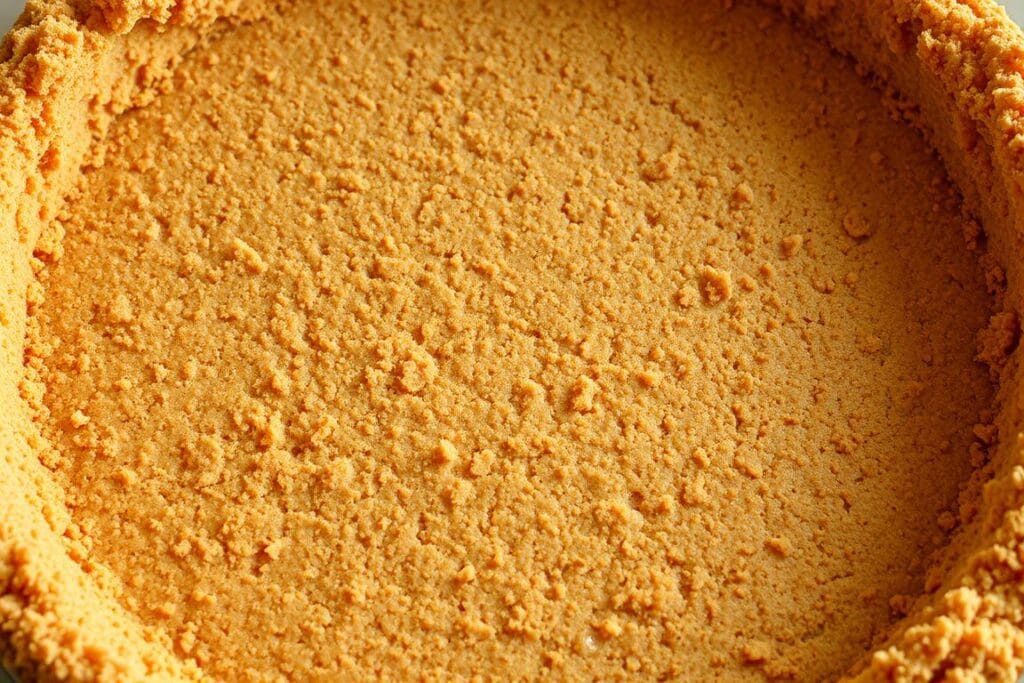 A golden-brown, flaky graham cracker crust, freshly baked, fills the frame. Crumbs cling to the edges, inviting a tactile experience. The surface is slightly textured, capturing the intricate patterns of the individual crackers. Warm, soft lighting illuminates the crust, casting gentle shadows that accentuate its depth and dimension. The angle is slightly elevated, providing a clean, appetizing view, ready to support a decadent blueberry cheesecake. The overall mood is one of rustic elegance, setting the stage for a delightful dessert experience. A golden-brown, flaky graham cracker crust, freshly baked, fills the frame. Crumbs cling to the edges, inviting a tactile experience. The surface is slightly textured, capturing the intricate patterns of the individual crackers. Warm, soft lighting illuminates the crust, casting gentle shadows that accentuate its depth and dimension. The angle is slightly elevated, providing a clean, appetizing view, ready to support a decadent blueberry cheesecake. The overall mood is one of rustic elegance, setting the stage for a delightful dessert experience.