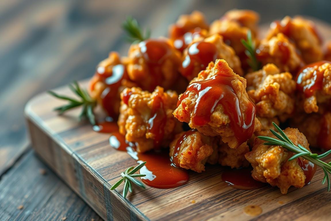 Baked Honey BBQ Popcorn Chicken