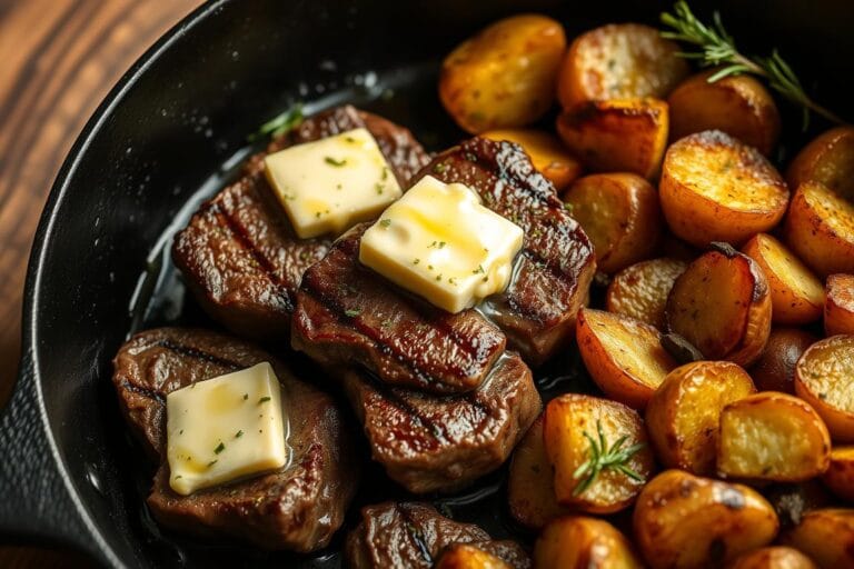 Butter Steak Bites With Garlic Herb Potatoes
