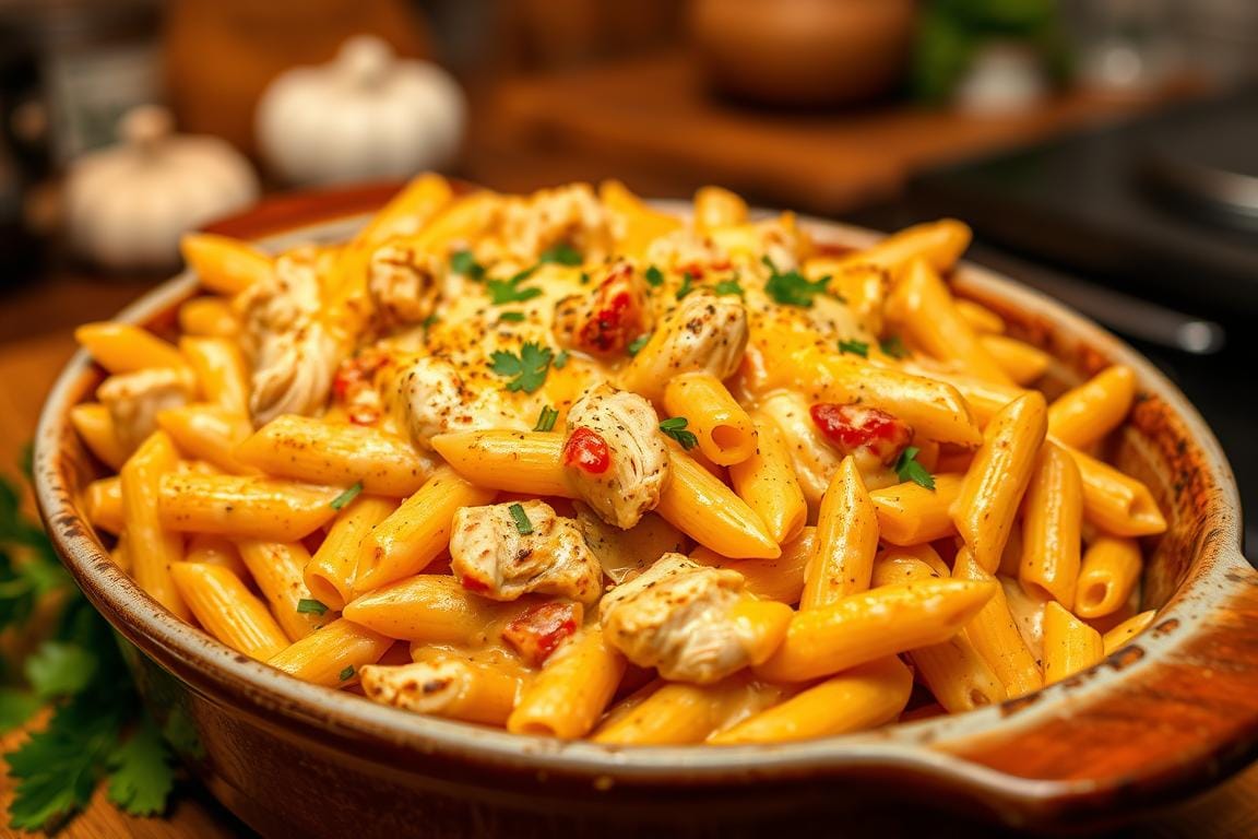 Cajun Cream Cheese Chicken Pasta Bake