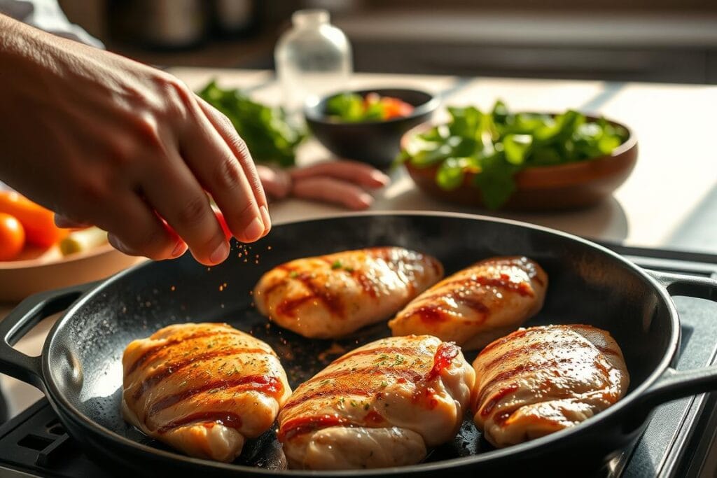 Cooking Chicken for Sandwich