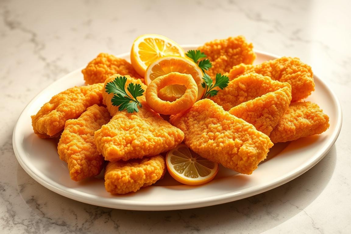 Crispy Battered Cod And Onion Rings Platter