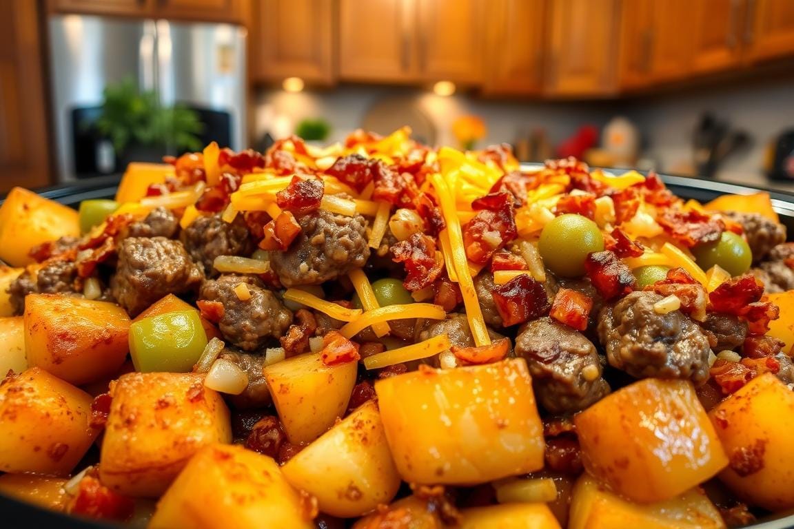 Crockpot Loaded Steak And Potato Bake Recipe