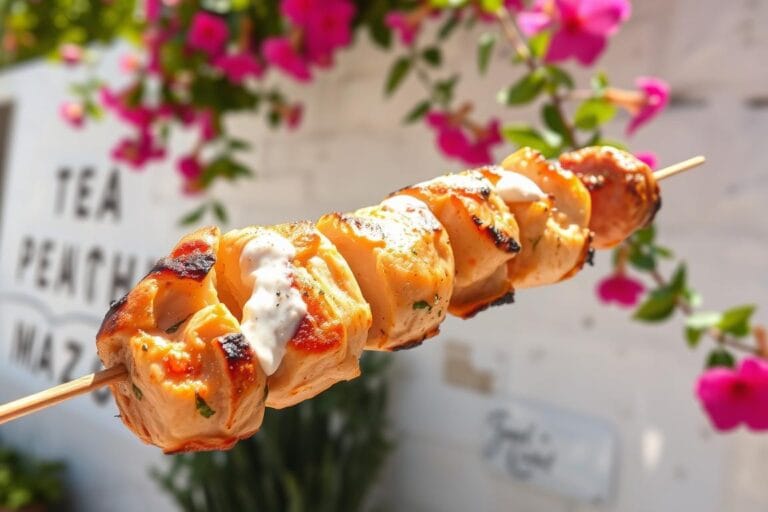 Greek Lemon Chicken Skewers With Tzatziki Sauce