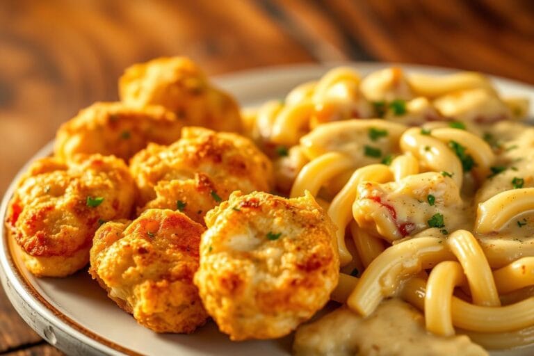 Lemon Garlic Chicken Bites With Creamy Rigatoni Parmesan