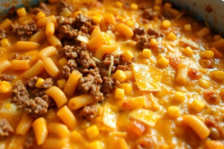 Loaded Cheddar Ranch Beef And Sweet Corn Rotini Bake