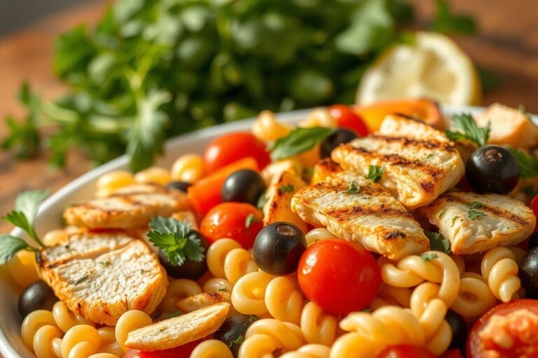Mediterranean Chicken Pasta Salad