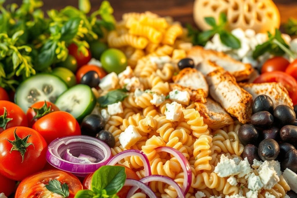 Mediterranean Chicken Pasta Salad Ingredients