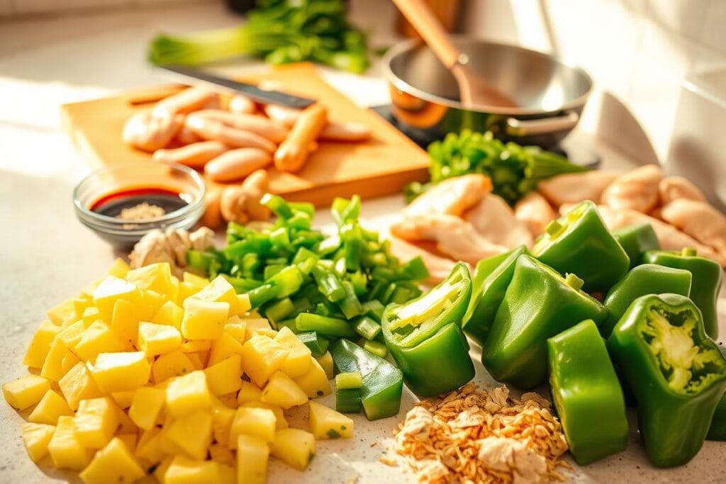 Preparation steps for pineapple chicken stir fry Preparation steps for pineapple chicken stir fry
