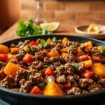 Southwest Ground Beef And Sweet Potato Skillet