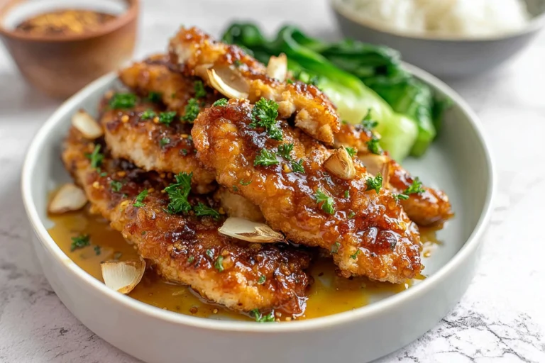 air fryer honey butter garlic chicken served on a modern plate