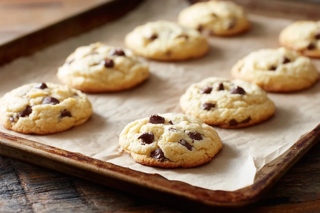 Freshly baked Banana Bread Cookies showing soft centers and lightly golden edges