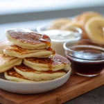 Banana Pancake Dippers served on a modern plate with maple syrup