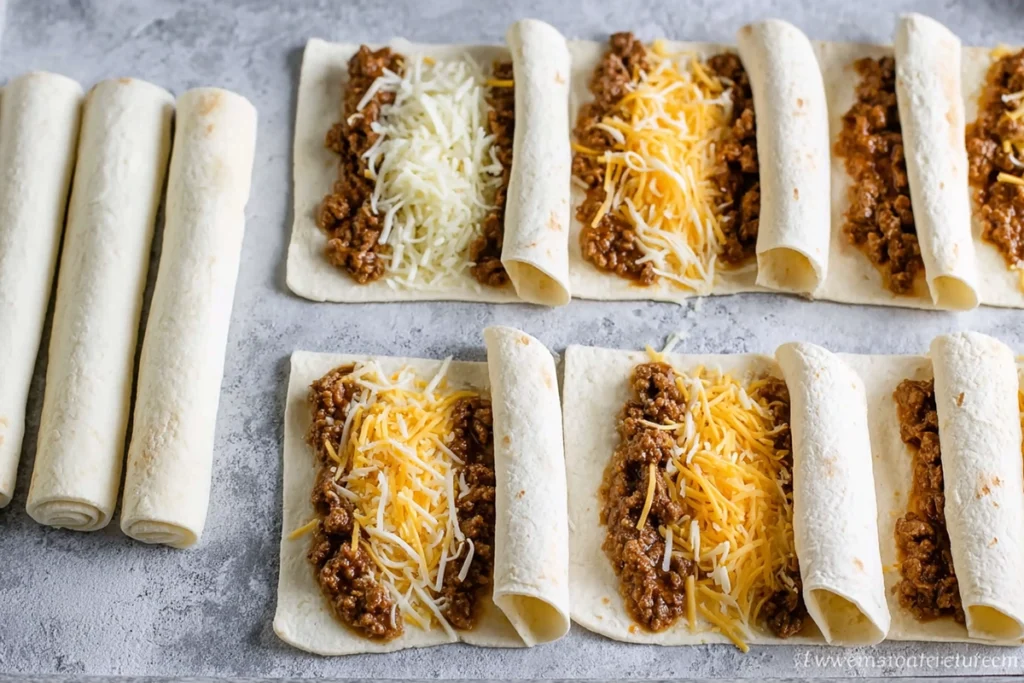 Cheesy Taco Sticks baked until golden brown on a baking sheet