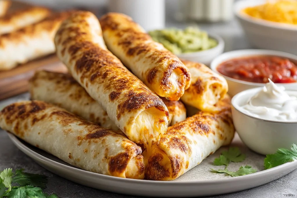 Cheesy Taco Sticks pulled apart showing melted cheese inside