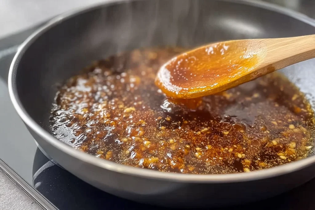 honey butter garlic sauce being prepared for air fryer chicken