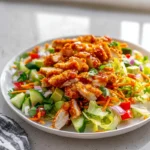 Honey Hot Chicken Salad with crispy chicken and sweet spicy dressing