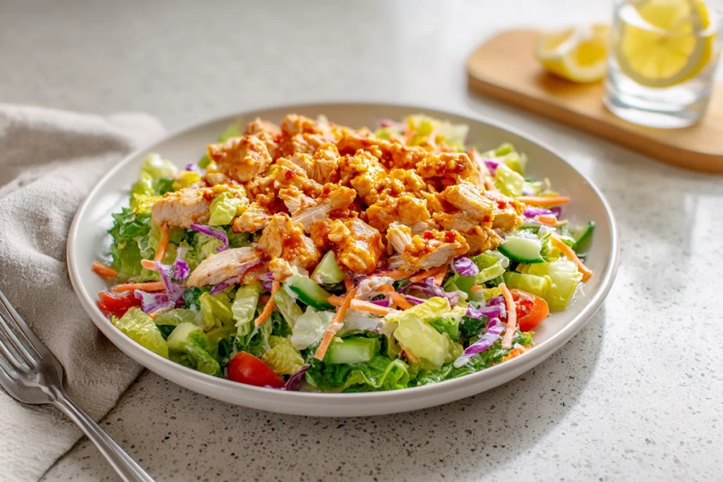 Honey Hot Chicken Salad ready to serve for dinner
