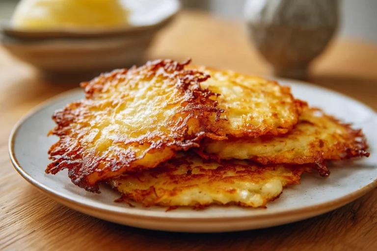 Perfect German Potato Pancakes plated fresh in a cozy home kitchen