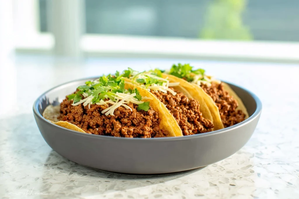 Taco Bell meat recipe served inside a taco shell